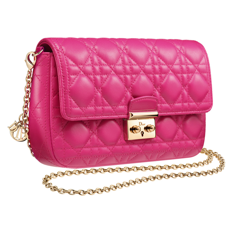 Miss Dior Promenade large pouch in Fuchsia leather