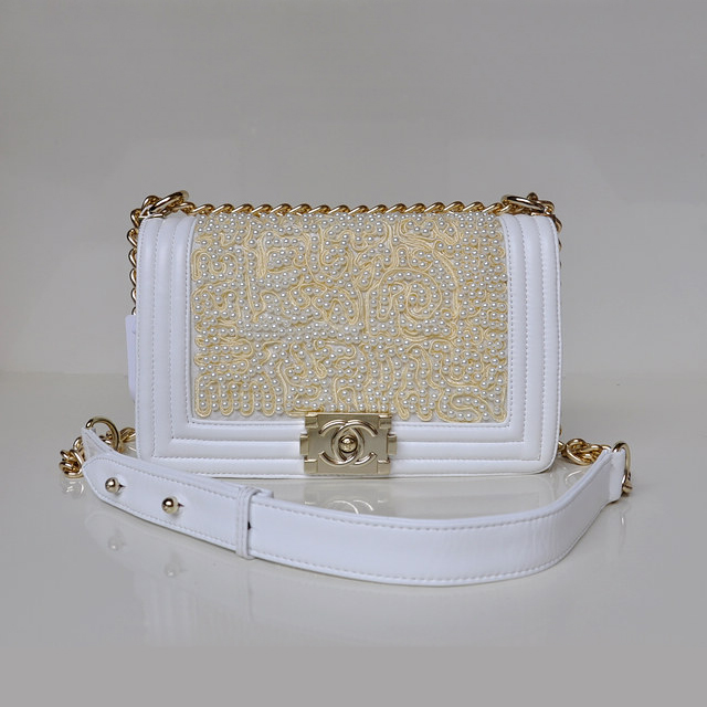 Newest Boy Chanel Flap Shoulder Bag Pearl A67086 White