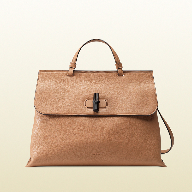 Online exclusive bamboo daily leather top handle bag