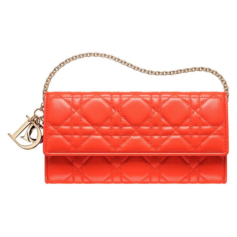 Orange leather Lady Dior Rendez-Vous wallet