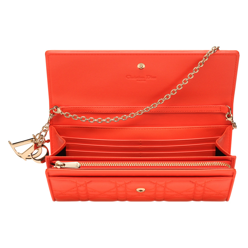 Orange leather Lady Dior Rendez-Vous wallet