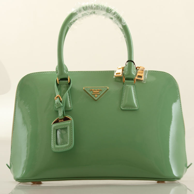 PRADA Patent Leather Two Handle Bag 0837 in Apple green