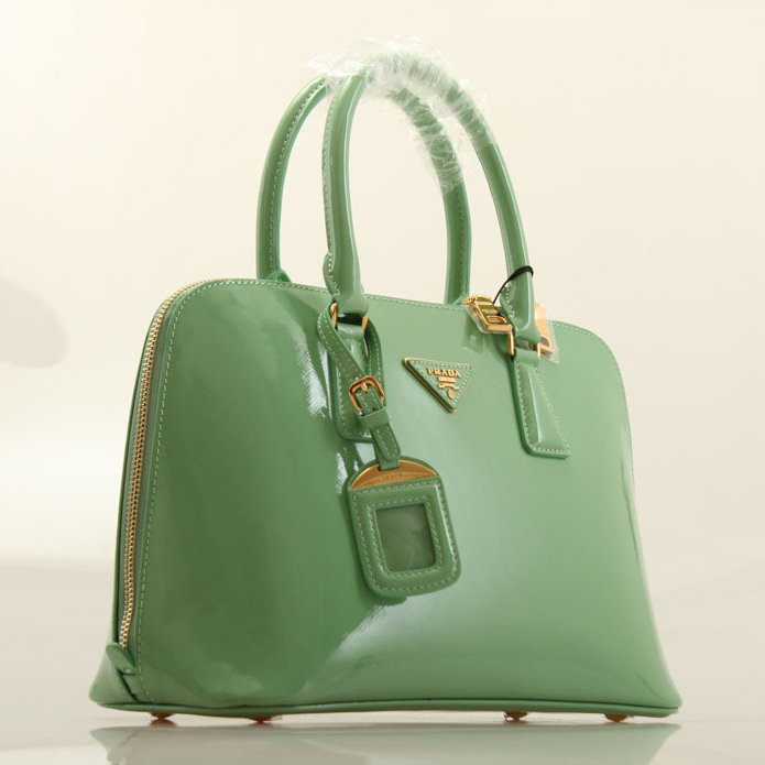 PRADA Patent Leather Two Handle Bag 0837 in Apple green