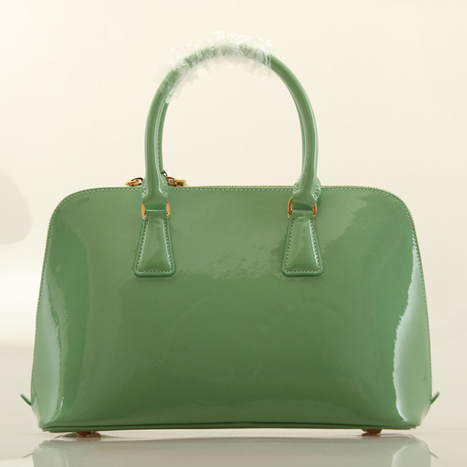 PRADA Patent Leather Two Handle Bag 0837 in Apple green