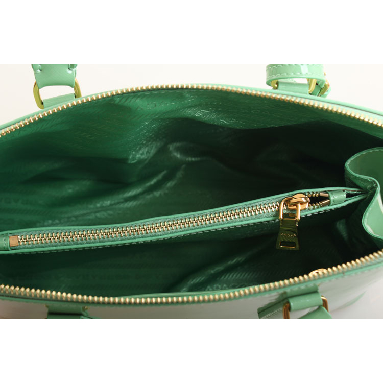 PRADA Patent Leather Two Handle Bag 0837 in Apple green