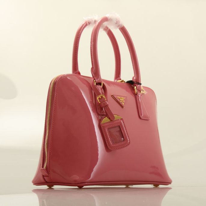 PRADA Patent Leather Two Handle Bag 0837 in Cherry pink