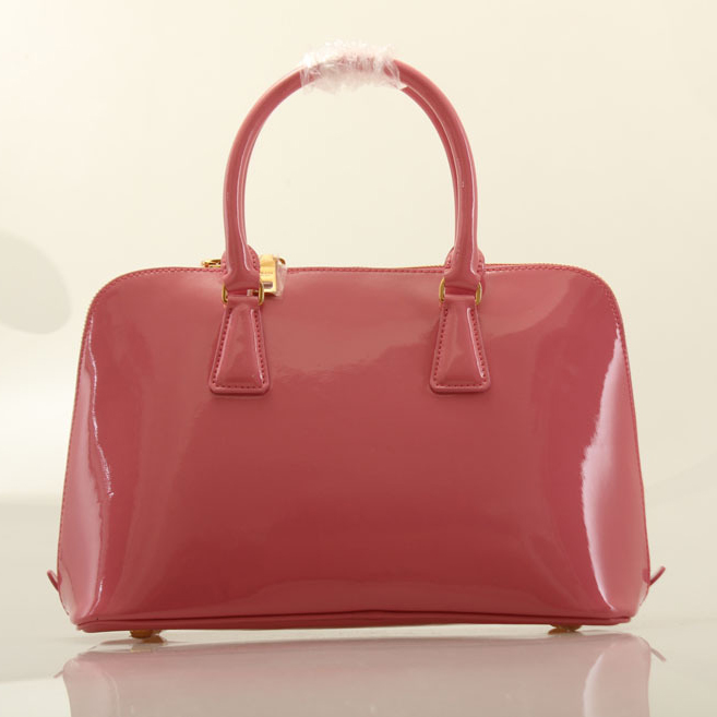 PRADA Patent Leather Two Handle Bag 0837 in Cherry pink