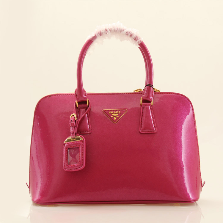 PRADA Patent Leather Two Handle Bag 0837 in Rose