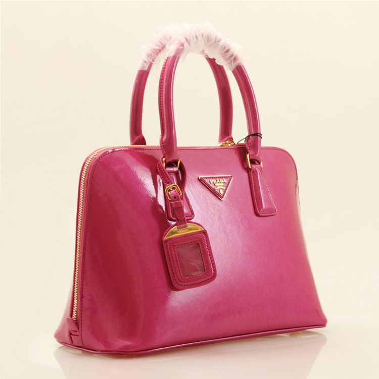 PRADA Patent Leather Two Handle Bag 0837 in Rose