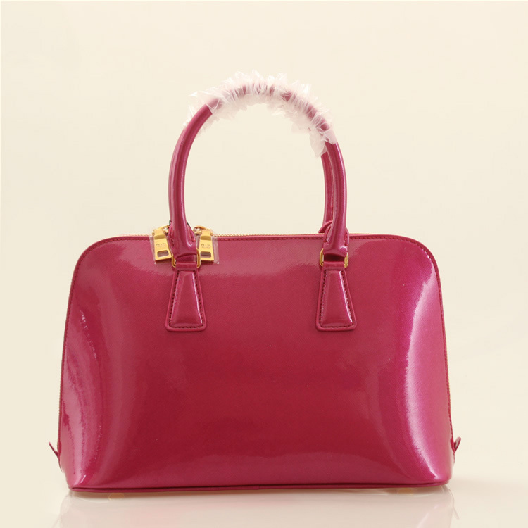 PRADA Patent Leather Two Handle Bag 0837 in Rose