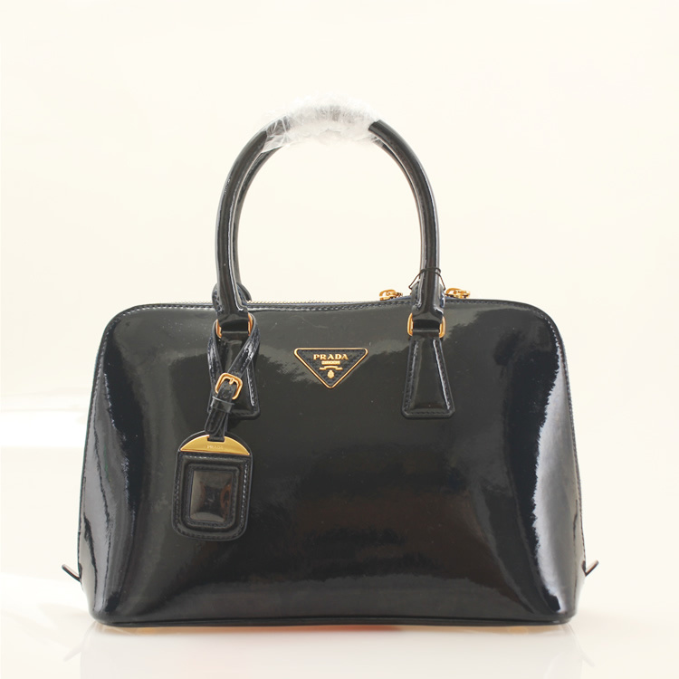 PRADA Patent Leather Two Handle Bag 0837 in Royal blue