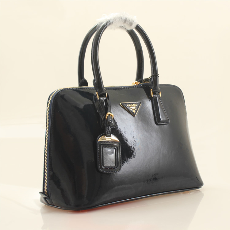 PRADA Patent Leather Two Handle Bag 0837 in Royal blue