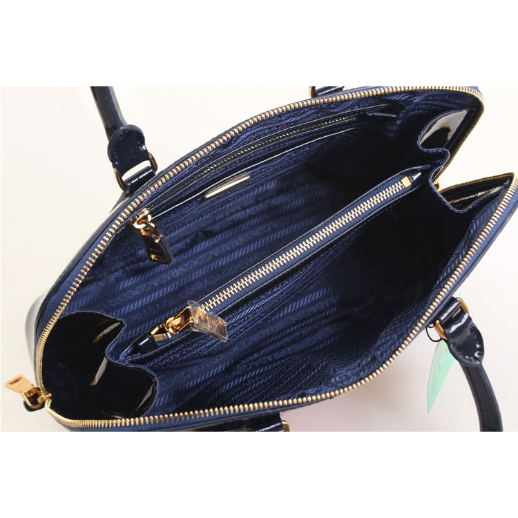 PRADA Patent Leather Two Handle Bag 0837 in Royal blue