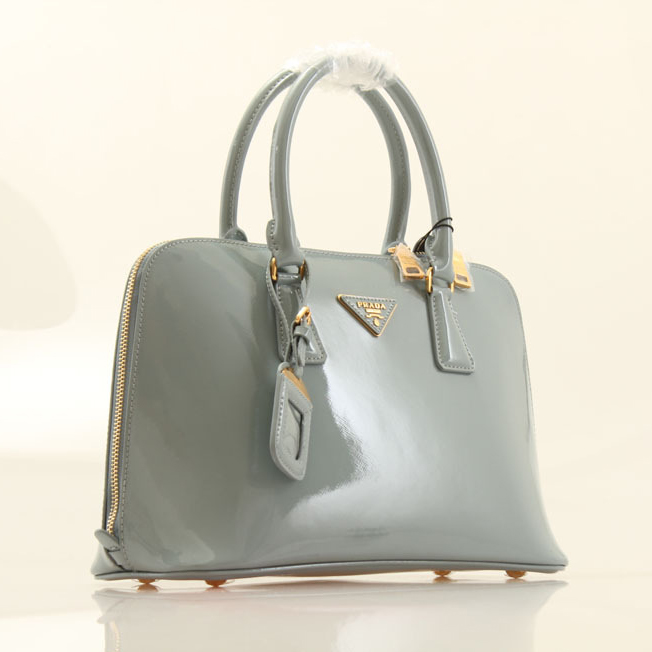 PRADA Patent Leather Two Handle Bag 0837 in Turquoise