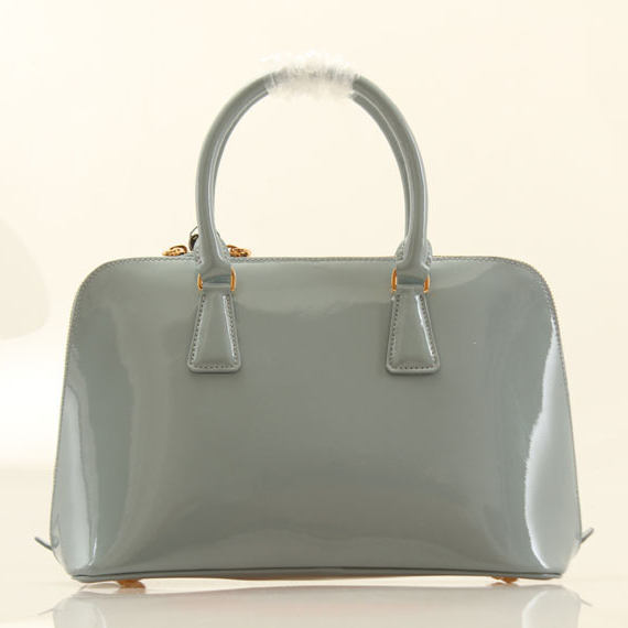 PRADA Patent Leather Two Handle Bag 0837 in Turquoise