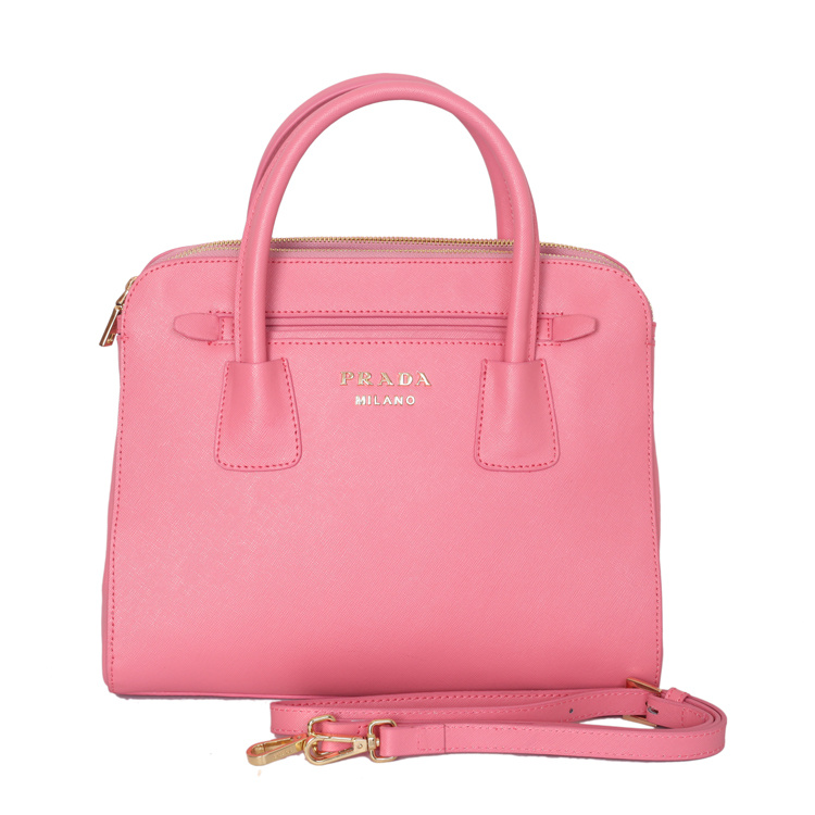 PRADA Saffiano Cuir and City Calf Leather Tote Bag BN2596 in Cherry pink