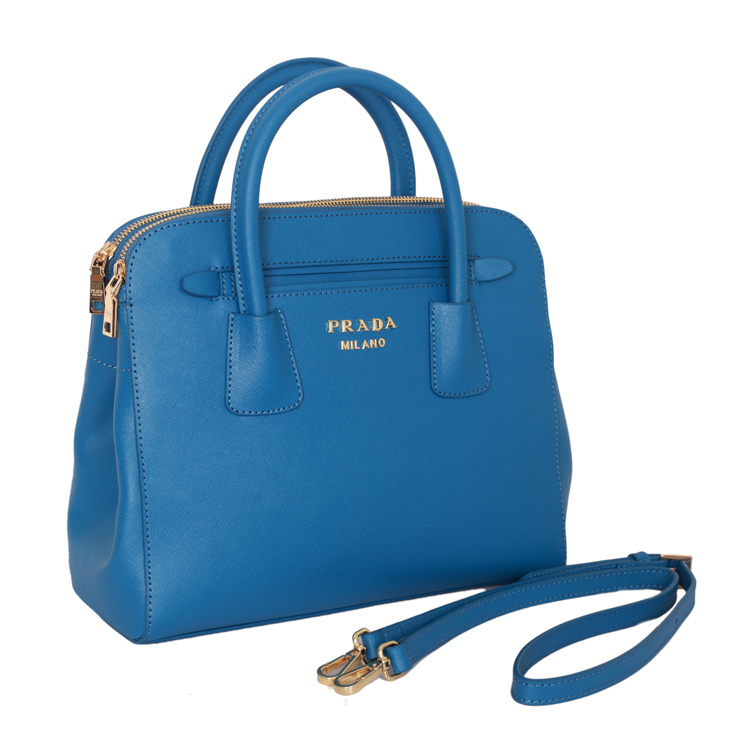 PRADA Saffiano Cuir and City Calf Leather Tote Bag BN2596 in Light Blue