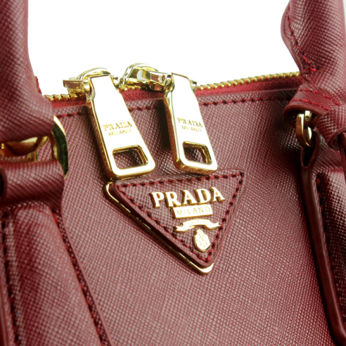 PRADA Saffiano Leather 25CM Two Handle Bag 0811 in Burgundy