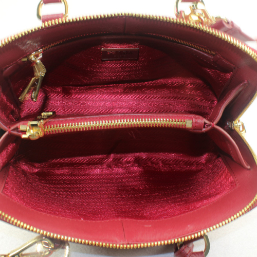 PRADA Saffiano Leather 25CM Two Handle Bag 0811 in Burgundy