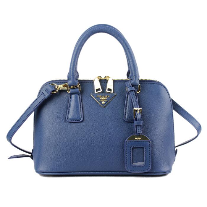 PRADA Saffiano Leather 25CM Two Handle Bag 0811 in Dark blue