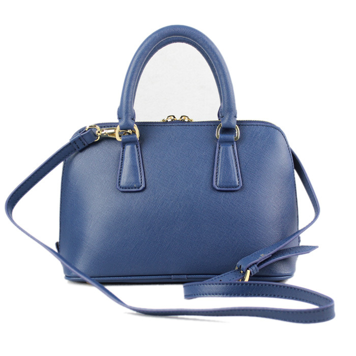 PRADA Saffiano Leather 25CM Two Handle Bag 0811 in Dark blue