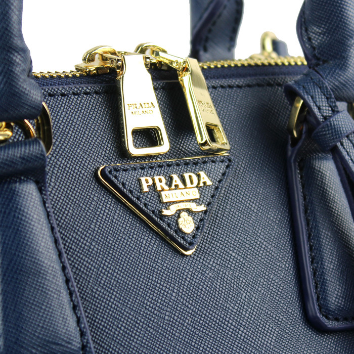 PRADA Saffiano Leather 25CM Two Handle Bag 0811 in Dark blue