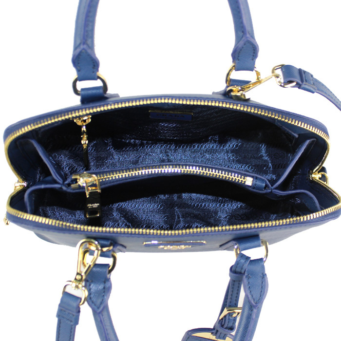 PRADA Saffiano Leather 25CM Two Handle Bag 0811 in Dark blue