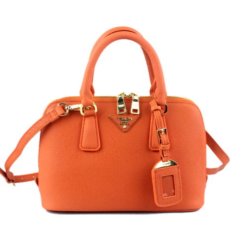 PRADA Saffiano Leather 25CM Two Handle Bag 0811 in Orange