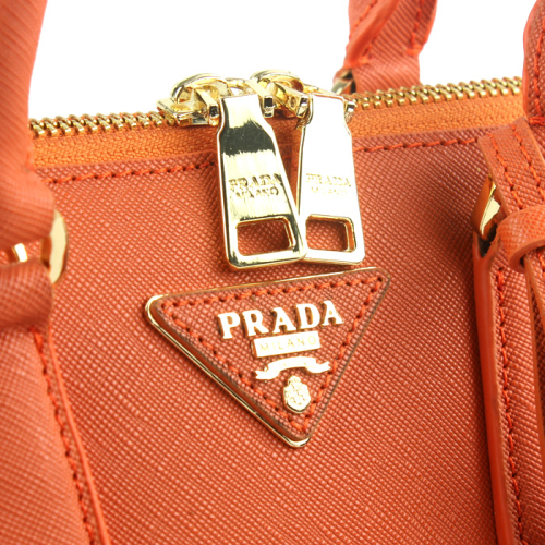 PRADA Saffiano Leather 25CM Two Handle Bag 0811 in Orange