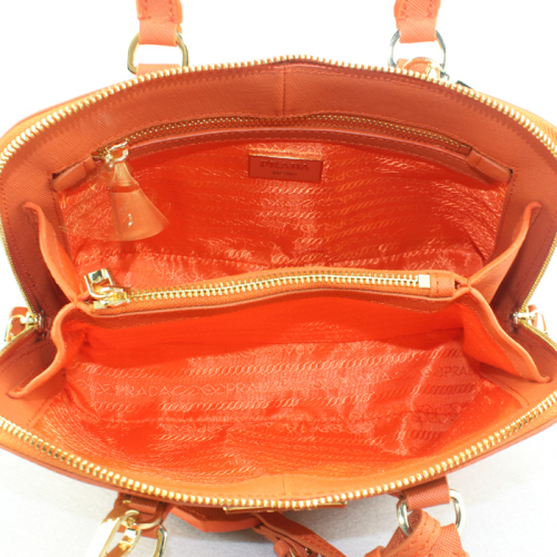 PRADA Saffiano Leather 25CM Two Handle Bag 0811 in Orange