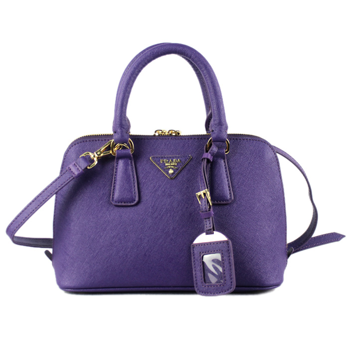 PRADA Saffiano Leather 25CM Two Handle Bag 0811 in Purple