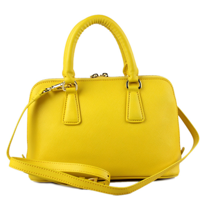 PRADA Saffiano Leather 25CM Two Handle Bag 0811 in Yellow