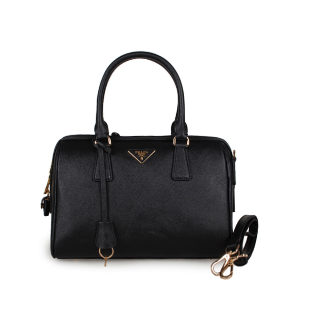 PRADA Saffiano Leather 30cm Two Handle Bag 1845 in Black