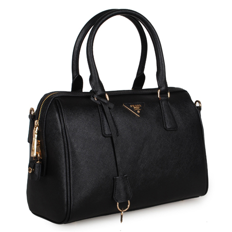 PRADA Saffiano Leather 30cm Two Handle Bag 1845 in Black