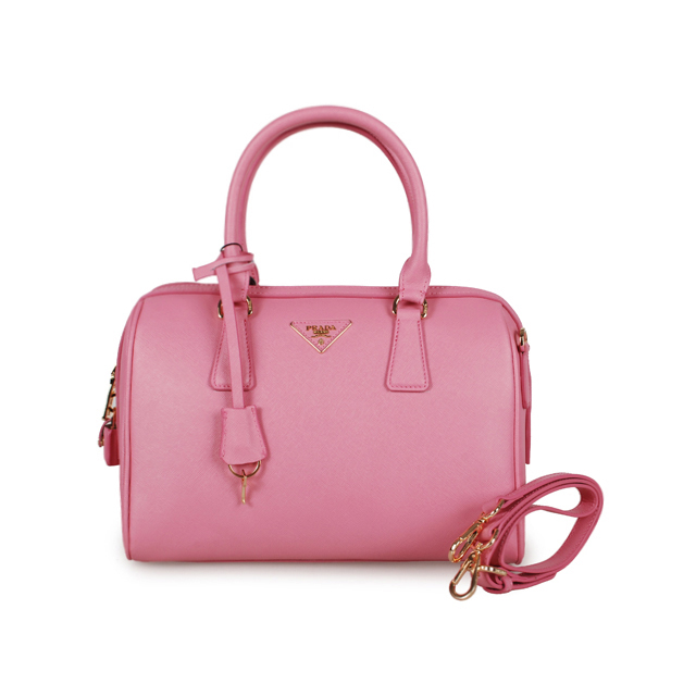 PRADA Saffiano Leather 30cm Two Handle Bag 1845 in Cherry pink