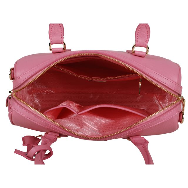 PRADA Saffiano Leather 30cm Two Handle Bag 1845 in Cherry pink