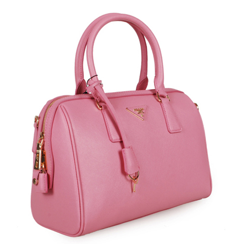 PRADA Saffiano Leather 30cm Two Handle Bag 1845 in Cherry pink