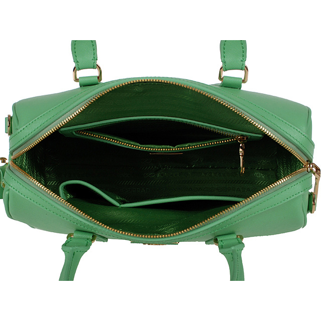 PRADA Saffiano Leather 30cm Two Handle Bag 1845 in Green