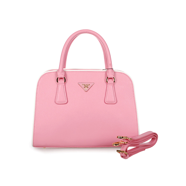 PRADA Saffiano Leather Top Handle Bag 6831 in Cherry pink