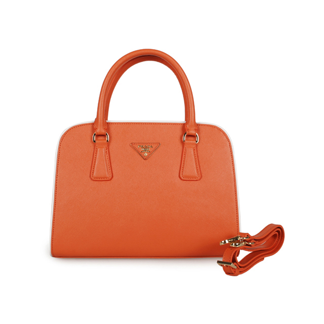 PRADA Saffiano Leather Top Handle Bag 6831 in Orange