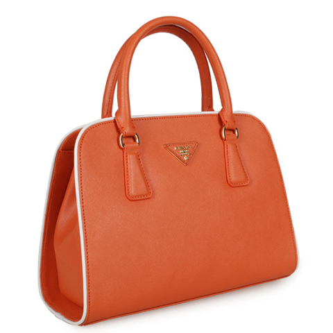 PRADA Saffiano Leather Top Handle Bag 6831 in Orange