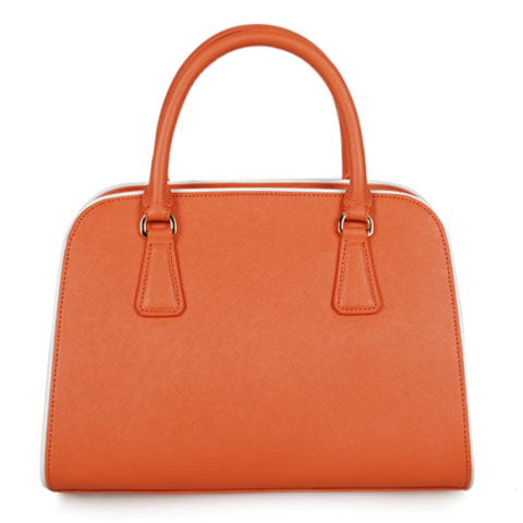 PRADA Saffiano Leather Top Handle Bag 6831 in Orange