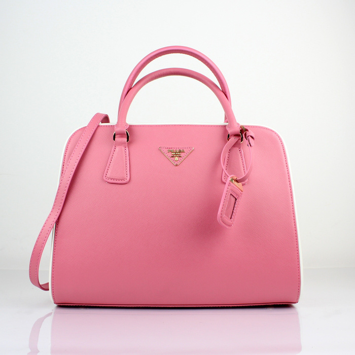 PRADA Saffiano Leather Tote Bag BN2609 in Cherry pink