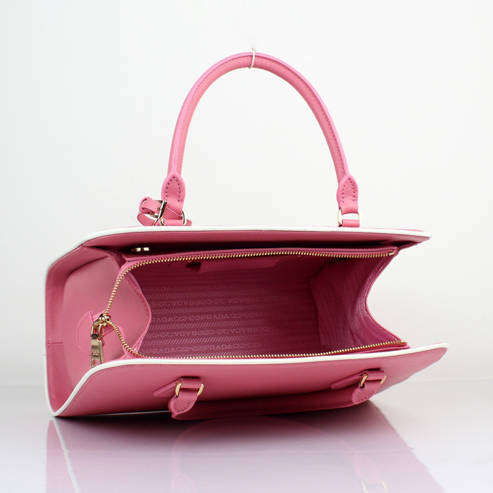 PRADA Saffiano Leather Tote Bag BN2609 in Cherry pink