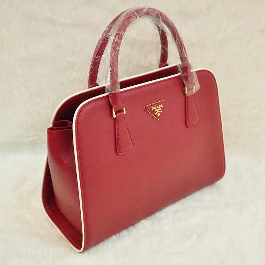 PRADA Saffiano Leather Tote Bag BN2609 in Claret