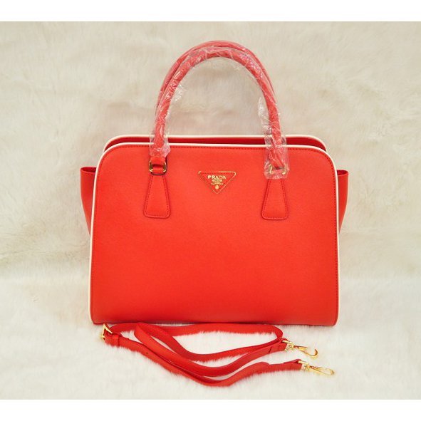 PRADA Saffiano Leather Tote Bag BN2609 in Flame