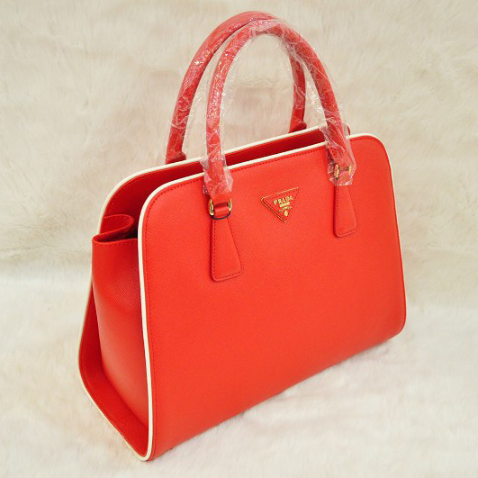 PRADA Saffiano Leather Tote Bag BN2609 in Flame