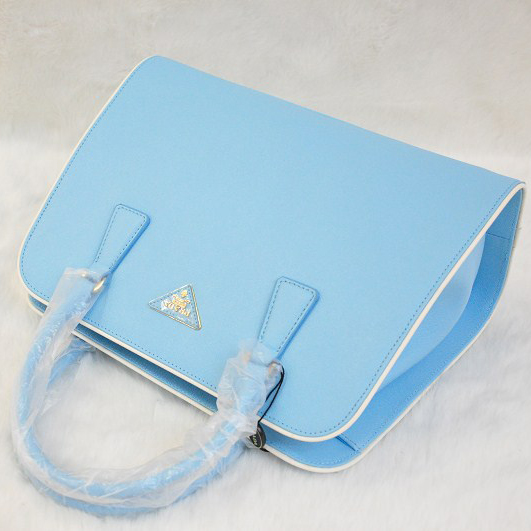 PRADA Saffiano Leather Tote Bag BN2609 in Lake blue