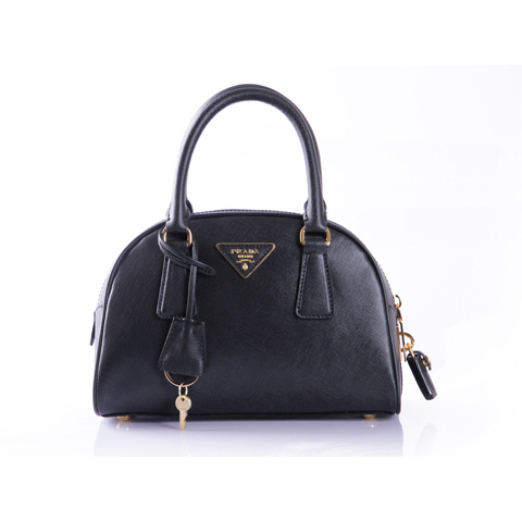 PRADA Saffiano Leather Two Handle Bag BL0854 in Black