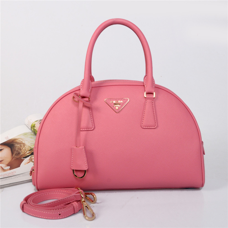 PRADA Saffiano Leather Two Handle Bag BL0854 in Cherry pink